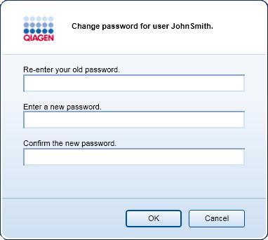Dialog box that enables the user password to be changed.