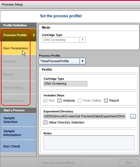 Process profile options The process profile options are grouped into several screens. To specify the complete process profile, follow the screen order as described below.