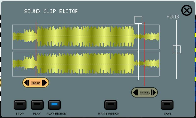 Sampler (Editor) The sample editor allows you to adjust sample levels and trim the clip.