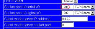 The Socket Port of Serial Port I/O is user definable.