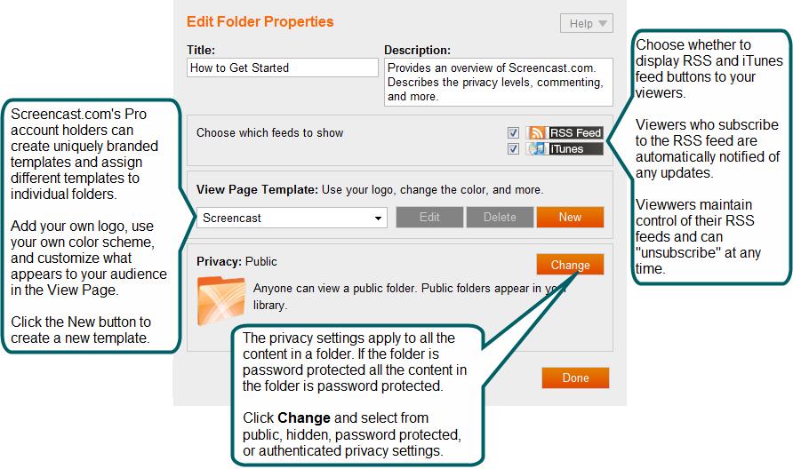 Create a New Folder 1. While in the library, click the Create Folder button. The Edit Folder Properties dialog box appears. 2. Enter the Title for this folder. That displays in the library. 3.