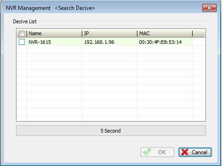 Modify Search Select an NVR from list and modify selected NVR s
