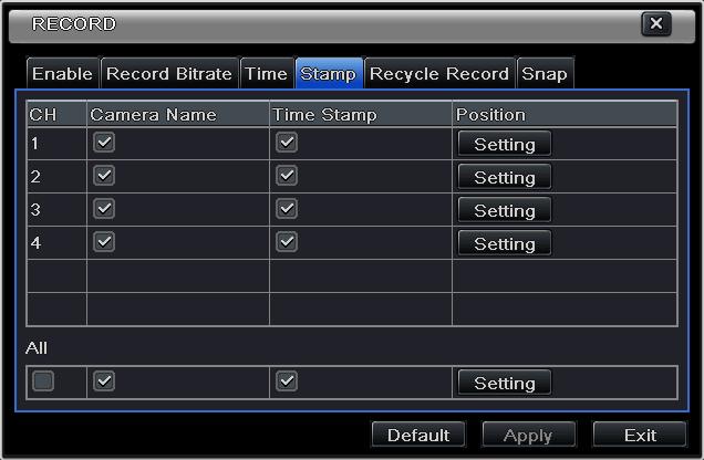 Fig 5-12 Record Configuration-Time Pre-alarm Record Time: Set the time in seconds to pre-record before the actual recording begins.