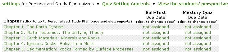 7 Diagnostic Quizzing (Personalized Study Plan) Settings Every chapter of GeographyPortal includes diagnostic quizzing (personalized study plans).