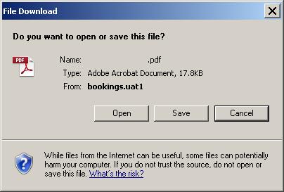 A pop up box will appear requesting that you either Open or Save the document. Choose your preferred option.