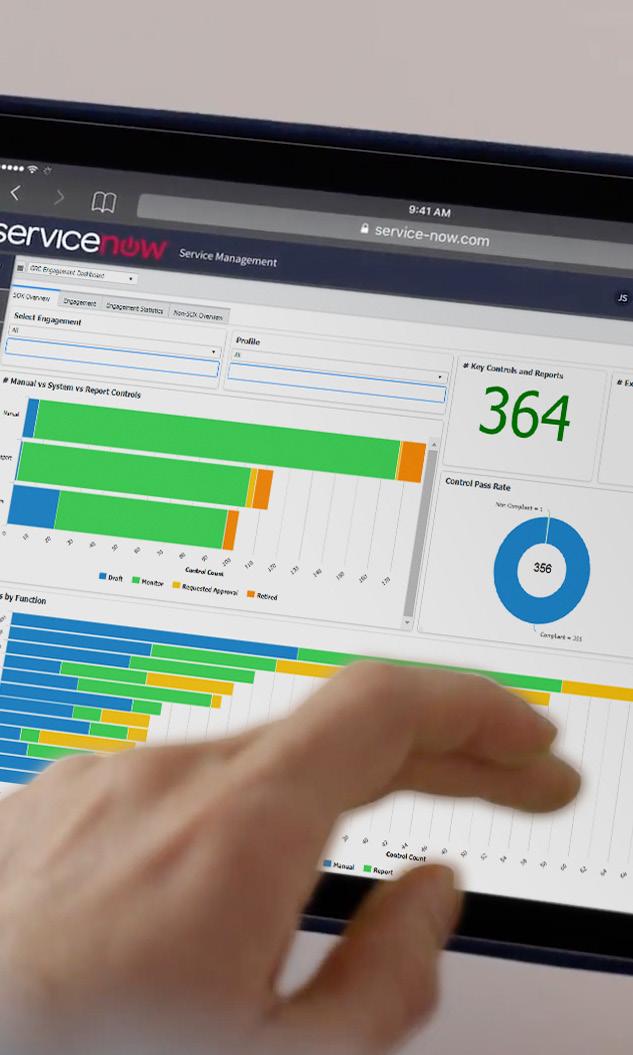 Real-time visibility of compliance and risk Monthly accounting reconciliation is just one example of how we re using ServiceNow GRC to give us near real-time visibility of our control and risk status.