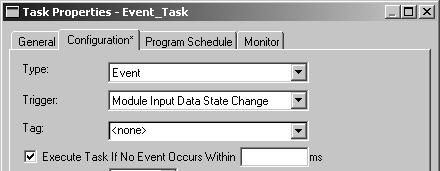 Chapter 1 Managing Tasks 2. Select the Configuration tab. 3. Check the Execute Task If No Event Occurs Within check box and type the timeout value in milliseconds. 4. Click OK.