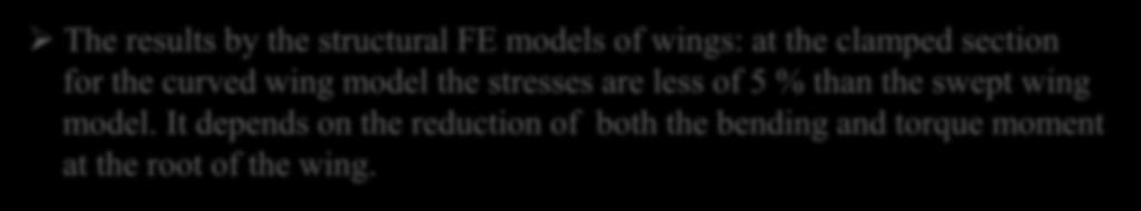 model the stresses are less of 5 % than the swept wing model.