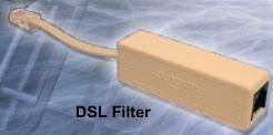 DSL Modem and Filter Voice and data signals are carried on different frequencies on the copper telephone wires. A filter is used to prevent DSL signals from interfering with phone signals.