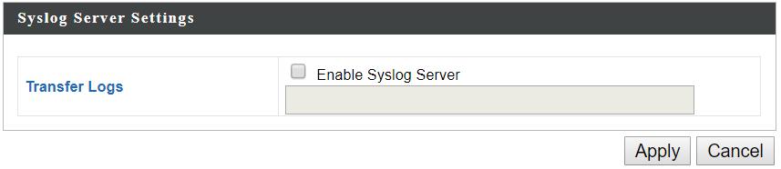 Edimax Pro NMS X-7-3-3 Syslog Server Settings The system log can be sent to a server. Syslog Server Settings Transfer Logs Check the box to enable the use of a syslog server.