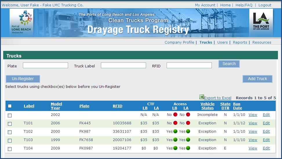 11 How Do I View or Modify Truck Owner Information? Step 1. Step 2. Select the Trucks link from the grey menu bar.