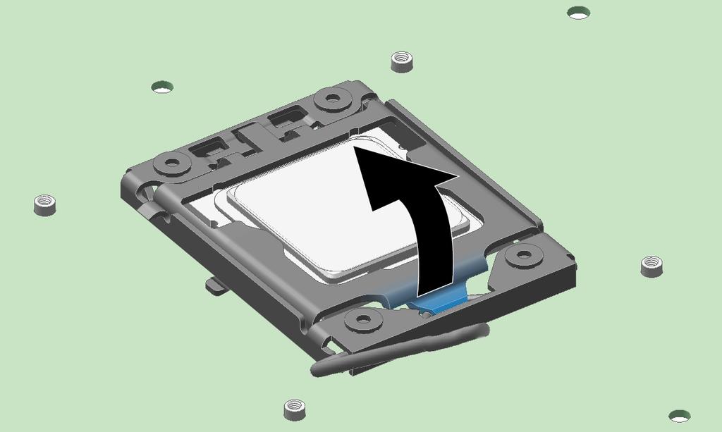 3. Verify that the lever have been pulled back and then flip open the processor load plate to access the processor socket. 4.