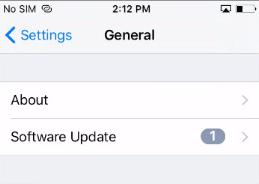 3. From the Settings menu locate the General option. If there is a 1 beside the General option an operating system update available. Select the General option. 4.