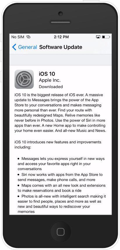 5. Information describing the ios update will then be displayed.