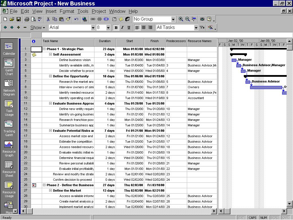 B. The Project Window STANDARD TOOLBAR OUTDENT OR INDENT SUBTASKS FORMATTING TOOLBAR SHOW OR HIDE SUBTASKS SHORTCUT BAR PORTION OF GANTT CHART IS DISPLAYED IN THIS EXAMPLE.