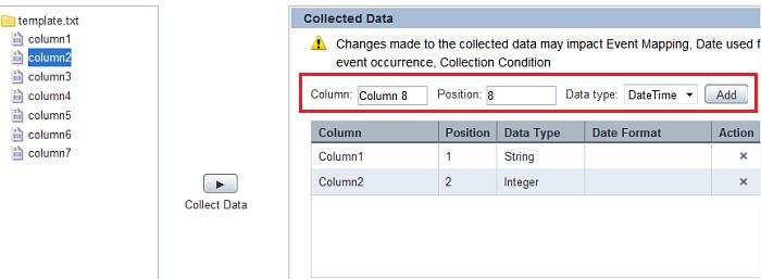 You may add multiple columns to the Collected Data area. Additionally, to cancel a selection, click the Remove ( ) icon for the selected column. TIP!