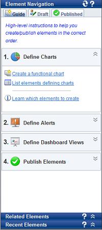 Chapter 2: Exploring the Analytics Studio GUI Using the Element Navigation Pane The Element Navigation pane enables processing of elements in the Analytics Studio and provides several features to