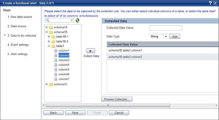 Creating Elements Figure 3-20 Create a functional alert dialog box - Data to be collected page TIP!