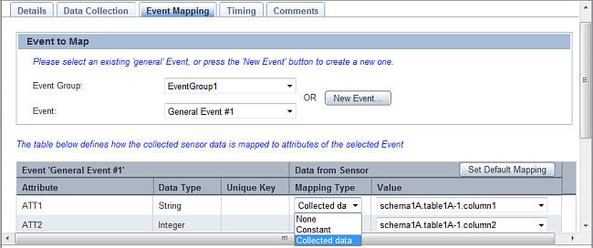 Editing Elements IMPORTANT! - One RDB or text collection rule can be mapped with only one event. However, a BPM collection rule can be mapped with multiple events.