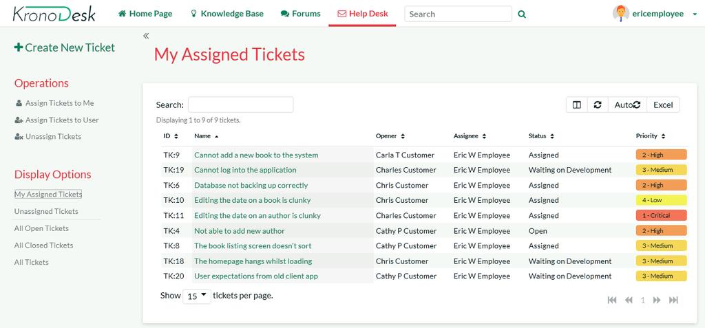 Alternatively, you can right-click on the ticket (long press on mobile devices) and select Assign Ticket to Me.