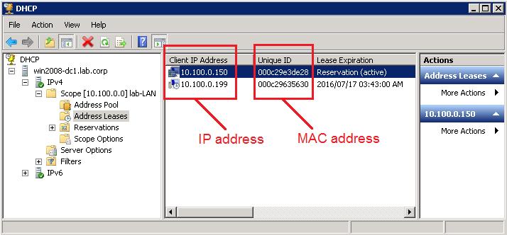 Verify that a valid DHCP client lease does exist on the configured DHCP server DHCP type: Microsoft Launch the DHCP console from the Administrative tools control panel on the