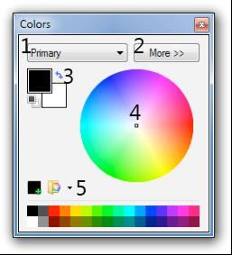 Colours Window 1. Primary/Secondary Colour Selector Select whether you would like to pick your primary or secondary colour. 2.