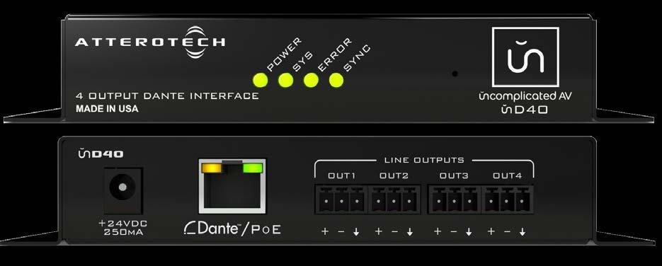 Four Output Dante /AES67 Break Out Interface Date