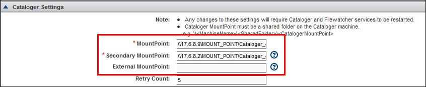 Determine the Cataloger mount point, the secondary mount point, and the external mount point that are configured for the tenant. a. Log on to the system in the browser and navigate to the Settings link in the left pane under the Administration task pane.
