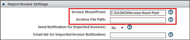 Figure 8.10 Format Watcher Settings Note: Format Watcher Mount Point is found on the web server. 5. Locate the Invoice Mount Point and Archive File Path in the Import Invoice Settings section.