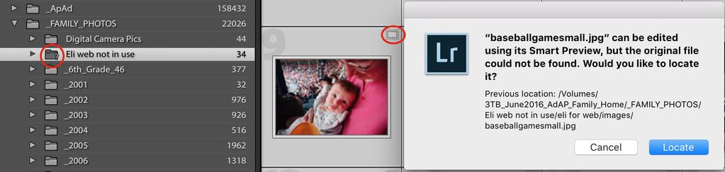 IF you move a photo or folder while outside the program, Lightroom will lose the connection to that photo or folder. You will need to reconnect the content with Lightroom.