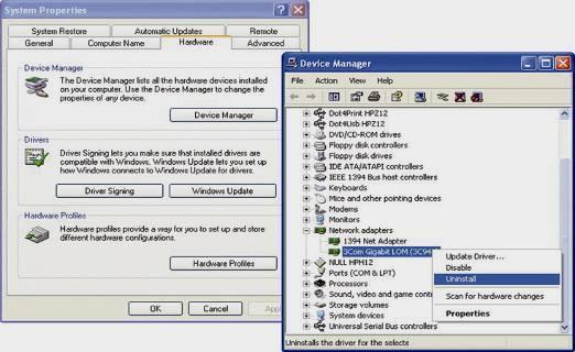 Figure 2-47 Windows XP Device Manager gives information about devices and