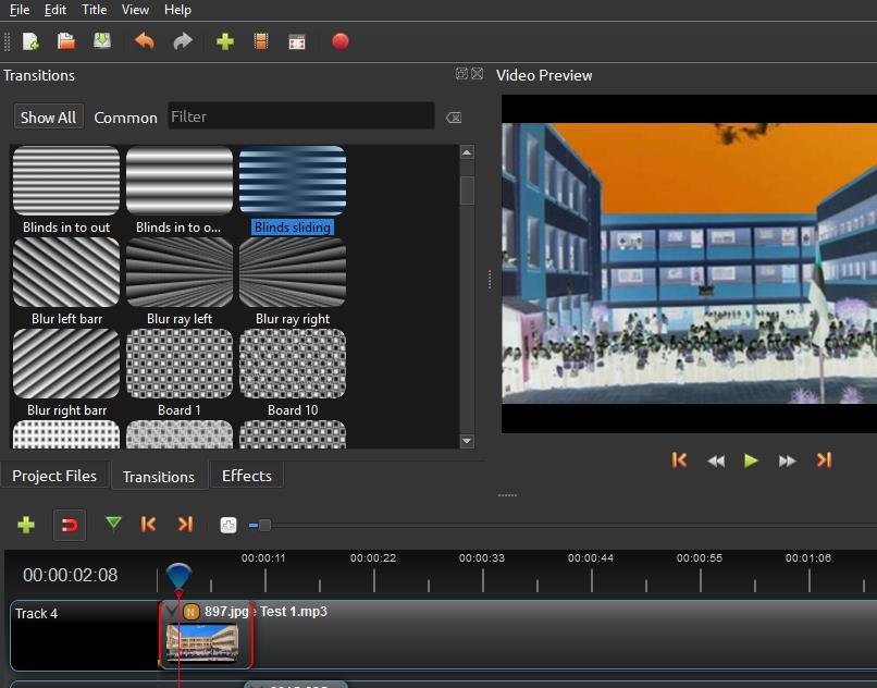 teacher, add Transitions to the video clip.
