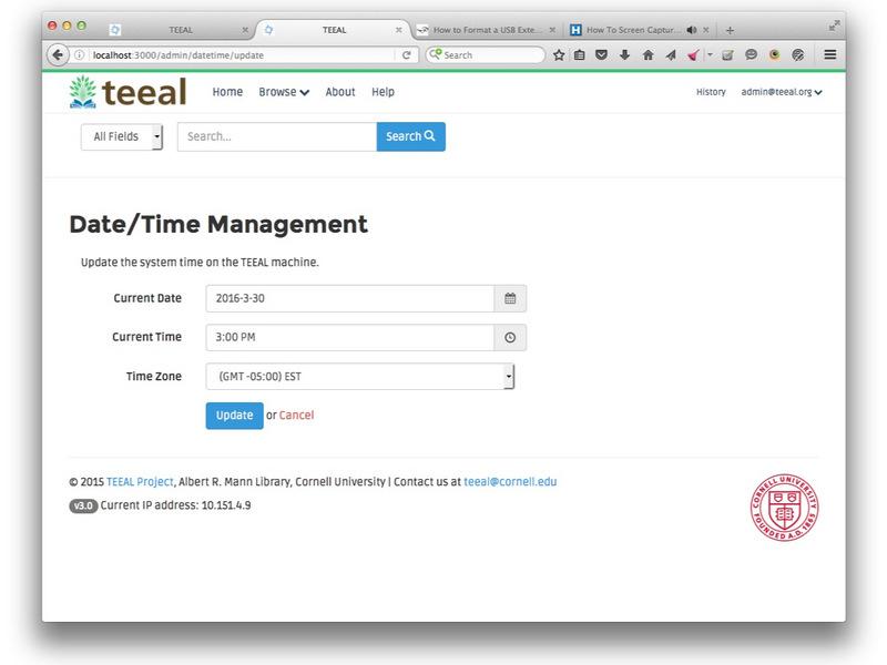 Step 11 Setting the system time After clicking the No button on the first Date/Time Management page, the TEEAL application displays a form that