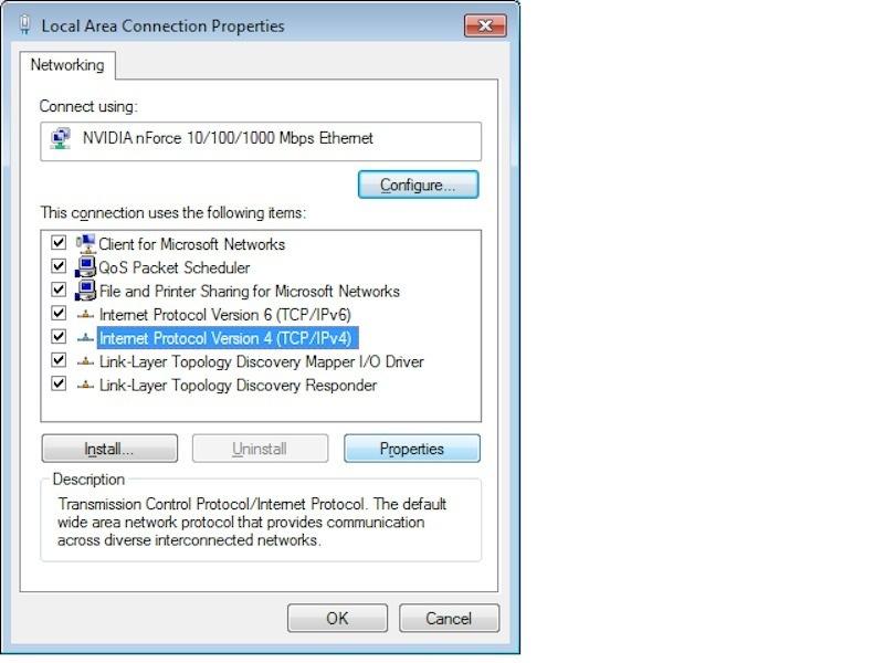 Click Start and type network connections in the search box. Select View network connections under Control Panel in the search results.