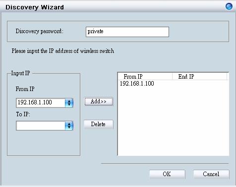 On the Smart WLAN Manager, choose Tools Discovery Wizard or click the icon ; fill in the Discovery password with the SNMP