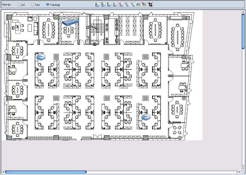 Monitoring AP and Wireless Switch by Topology Choose to view by Topology, Monitor AP offers users to visualize the status of the AP and wireless switch on a floor plan.