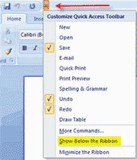 You can also add items to the quick access toolbar.