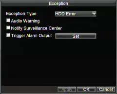 uninitialized or in an abnormal state. To set HDD alarms: 1.