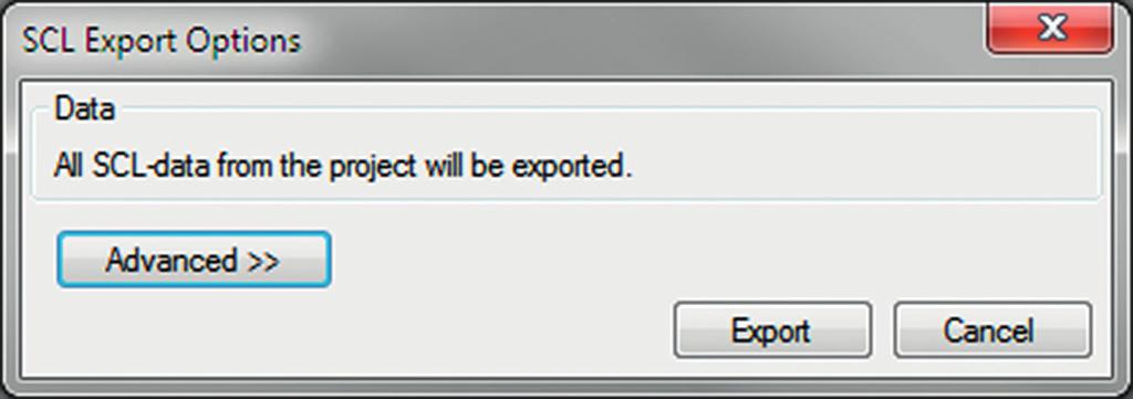 4. Click Save. The SCL Export Options dialog box opens.