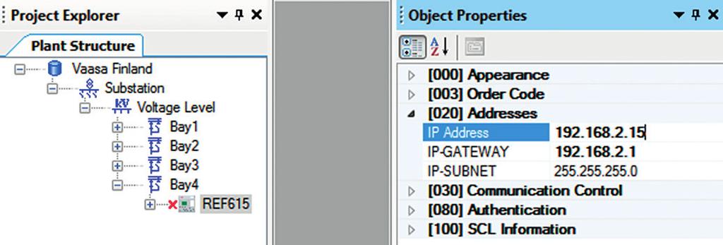 1MAC108982-MB E Section 4 Setting up a project GUID-B4B71E12-25CB-4B8B-8F9A-90131BD68E4D V3 EN Figure 37: Alternative 2: Setting the IP address in IED's Object Properties dialog box Choosing between