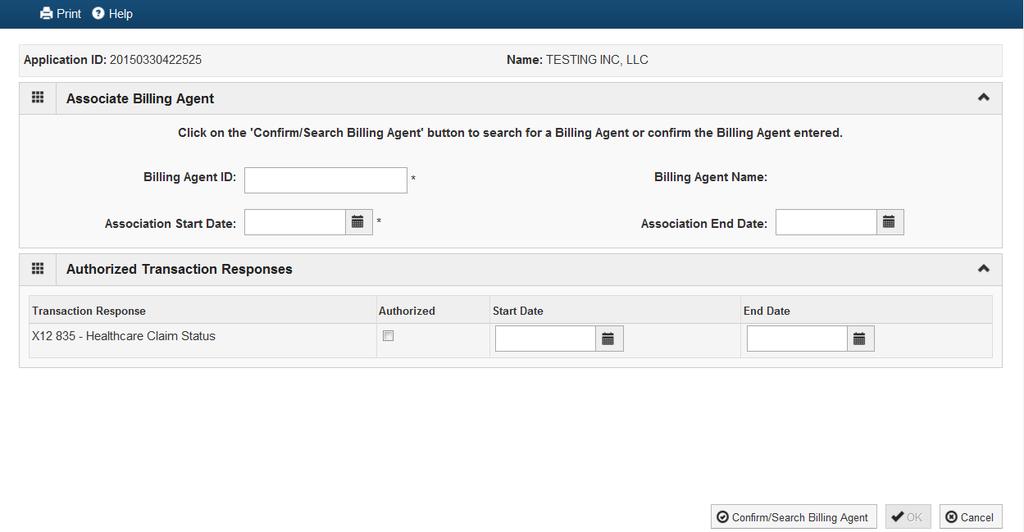 Select Confirm/Search Billing
