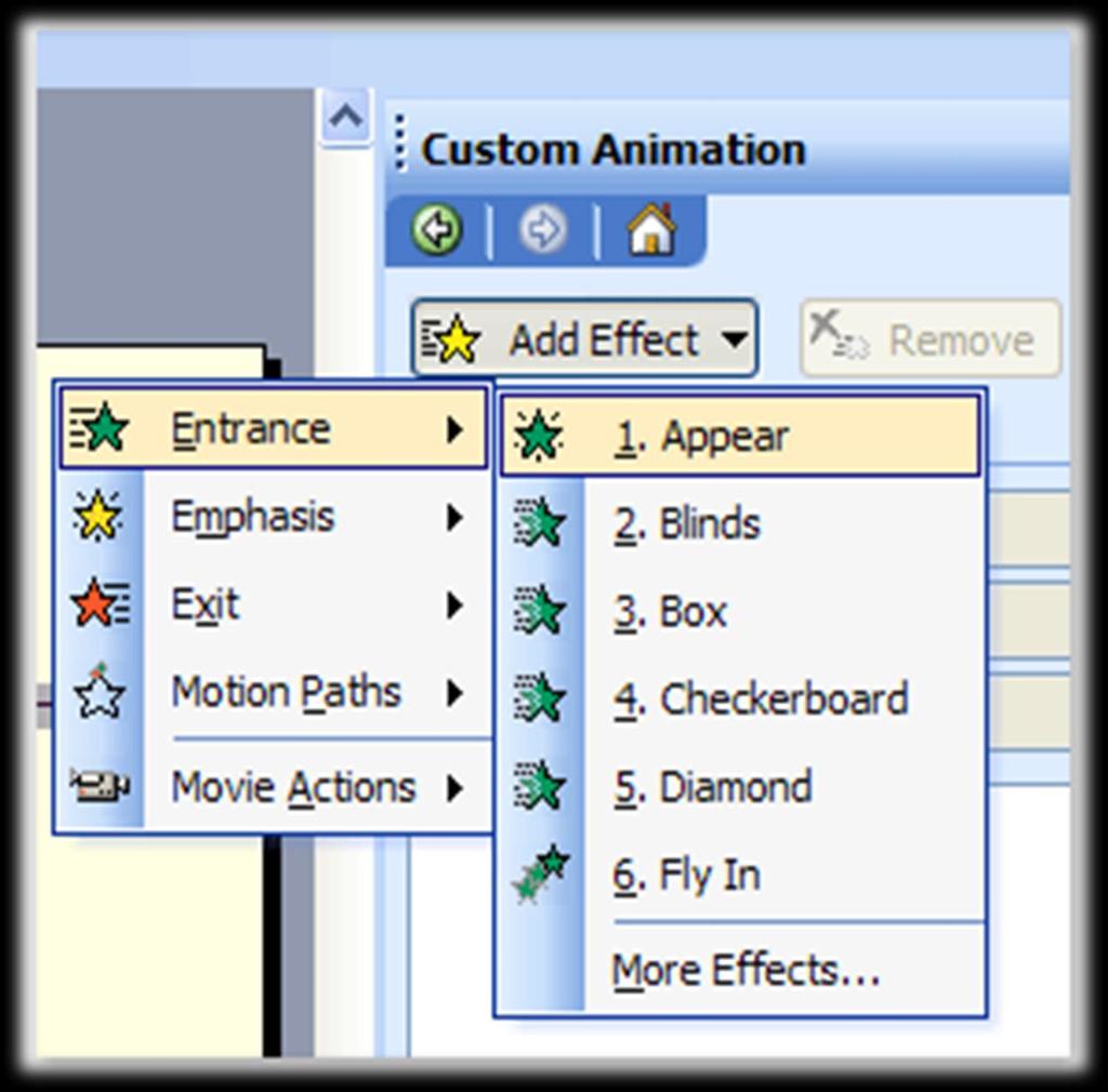 3. Limit Slide Transitions Use slide transitions cautiously Don t animate bullets on every slide Stick to professional (e.g.
