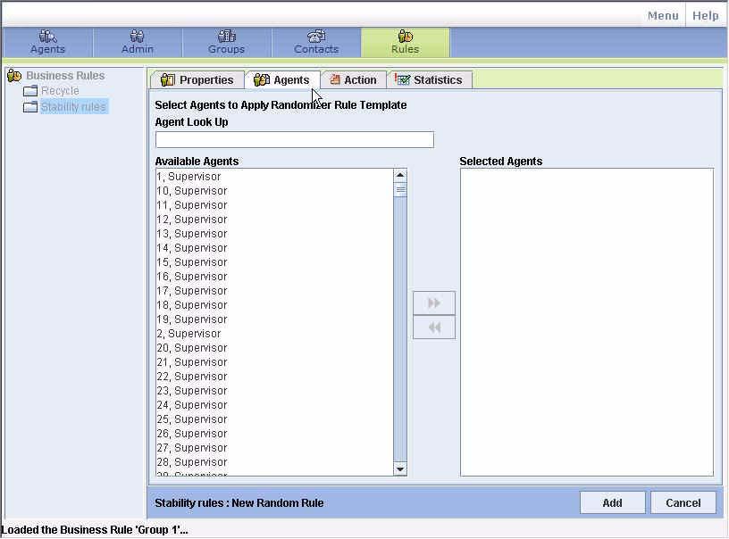 November 2009 Business Rules Use this tab to select agents to whom