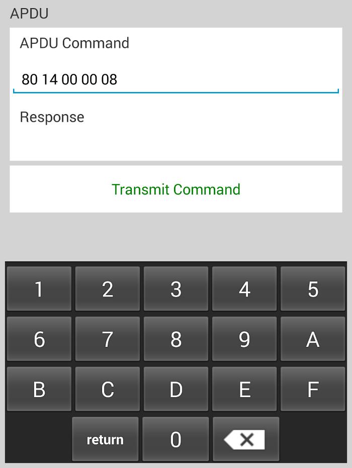 To manually send commands to ACR32, tap on the APDU