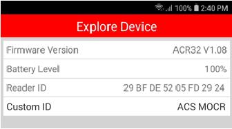 3.2. Explore the mobile card reader To explore the details of your mobile card reader: 1. Tap on Explore Device. 2.