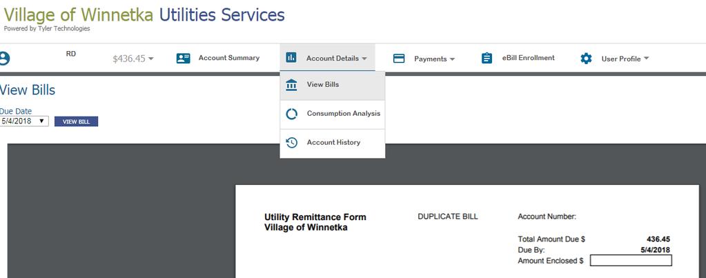 Step 3B Receiving ebills When your monthly or bimonthly statement is generated by the Village s Utility Billing division, you will receive an email notification that your bill has been posted and is