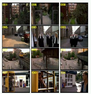 Sivic s Experiments on Video Shot Retrieval Goal: match scene locations within closed world of