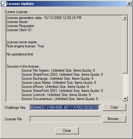 7 Extending the Exporter License Tzunami Lotus Notes Exporter uses a default license that can be used for evaluation purposes. This license is limited in the number of items that are exported.
