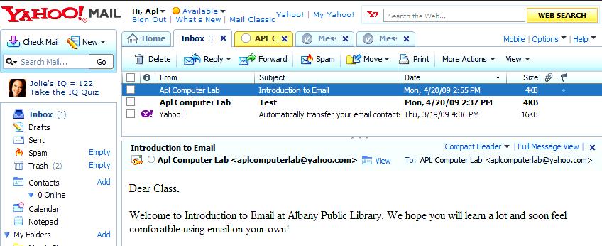 Below are two examples of what you will see when you look at your inbox and compose a new message: When you go into a Yahoo inbox, it will look something like this: