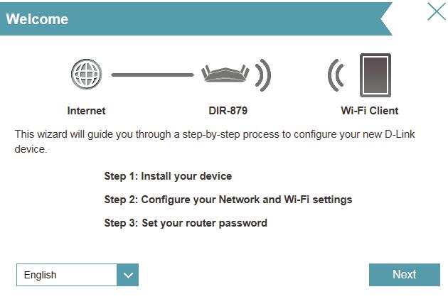 Section 3 - Getting Started Setup Wizard To access the setup utility for the DIR-869 Access Point in Extender mode on your PC, first connect to the DIR-869 using wired Ethernet cabling or wirelessly